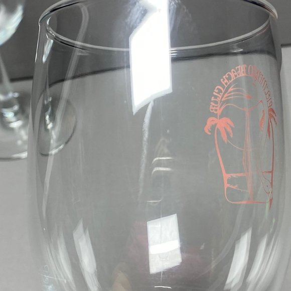 Flamingo Beach Club Wine Glass Barware Drinkware Set of 2 Pink - Picture 8 of 9